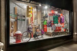 Selfridges' Christmas window display with material provided by St Albans Wood Recycling